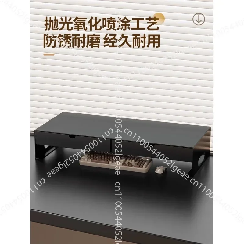 Carbon Steel Monitor Stand with Drawer Desktop Riser Shelf for Computer Office Desk Organizer Ergonomic Workspace Solution