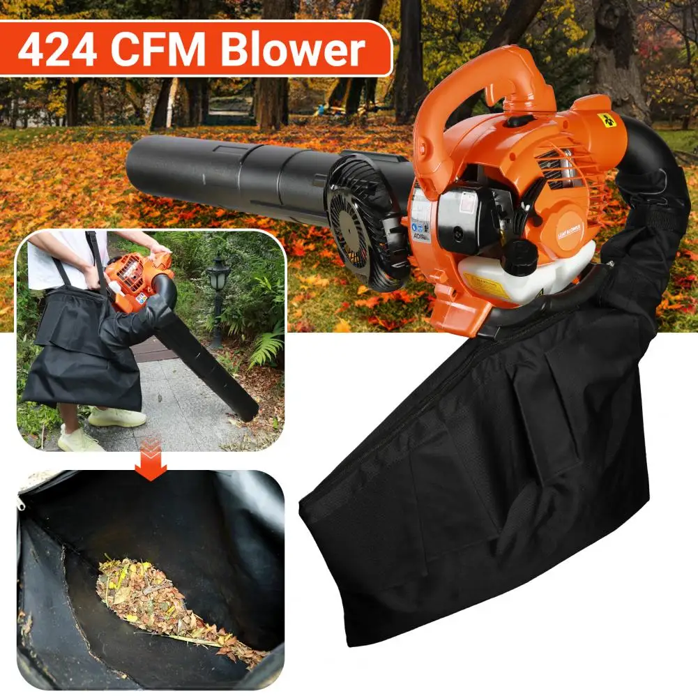 2 Stroke Handheld Gas Leaf Blower Dual Purpose Blowing Suction Cleaner with Straight Curved Pipe for Leaf Road Snow Orange