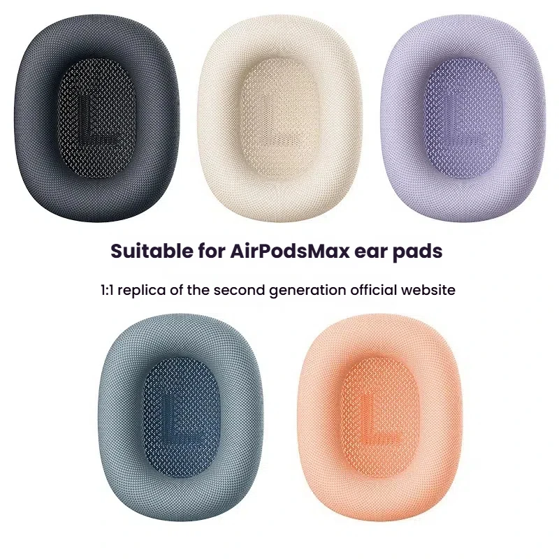 وسائد أذن بديلة من مادة القماش الشبكي الأصلية مناسبة لسماعات الرأس Apple Airpods Max ووسادة أذن شفط مغناطيسي رسمي