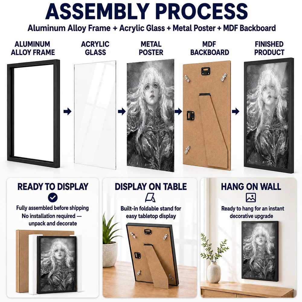 Nephis From Shadow Slave Metal Poster With Aluminum Alloy Frame Personalized Photo Dreamlike Creature Style Wall Art For Study