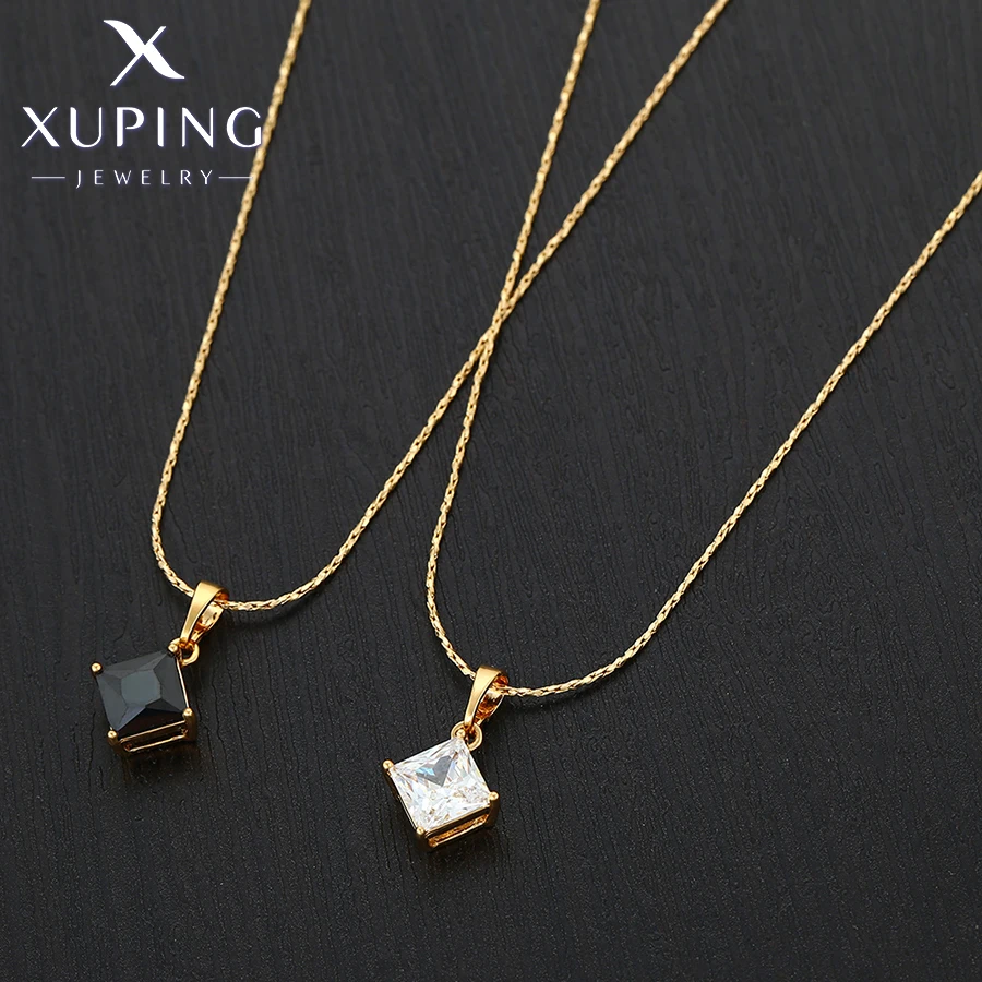 Xuping Jewelry New Arrival Square Stone Pendant Necklace of Gold Color Women Exquisite Gift X000805067