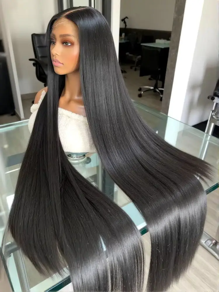 

220 Density 13x6 HD Bone Straight Lace Front Wigs Human Hair Brazilian 40Inch 13x4 360 Lace Frontal Human Hair Wigs For Women ﻿