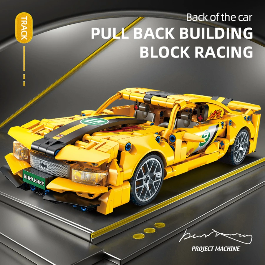 

KAVOWORLD Pull Back Building Block Racing Car STEM Construction Brick Toy Sports Car Model for Kids Boys Birthday Christmas Gift