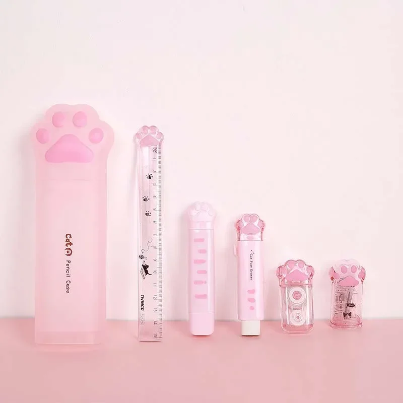 cat paw shape cute pencil case caixa de grande capacidade papelaria kawaii material escolar para estudante pcs set 01