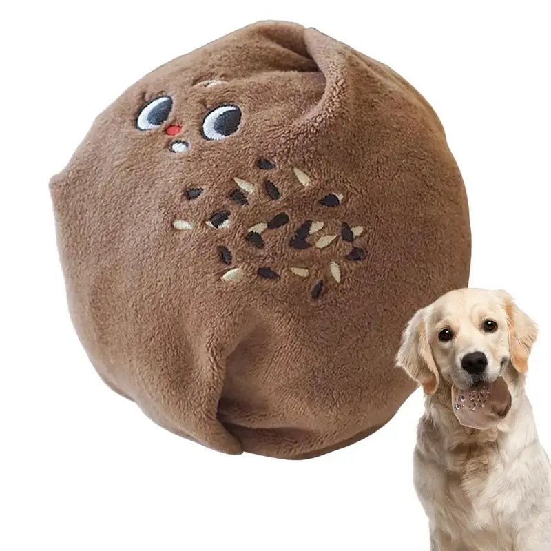 Dog Foraging Toy Hide And Seek Puppy Toys Snuffle Game Sesame Bread-Shaped Dog Plush Toy For Small And Medium Dogs