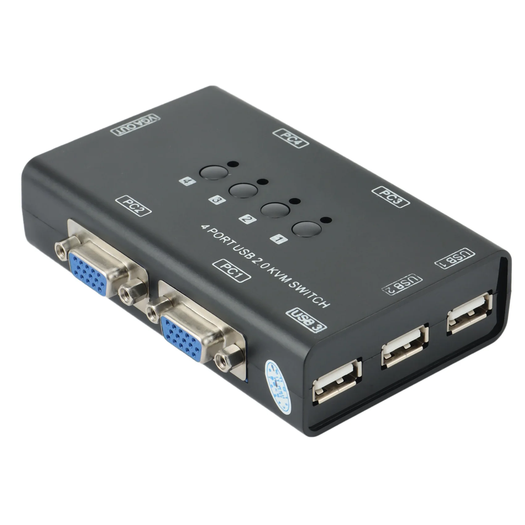 KVM Switch,USB VGA KVM Switch For 4PC Sharing One Video Monitor And 3 USB Devices,For PC, Keyboard, Mouse, Scanner