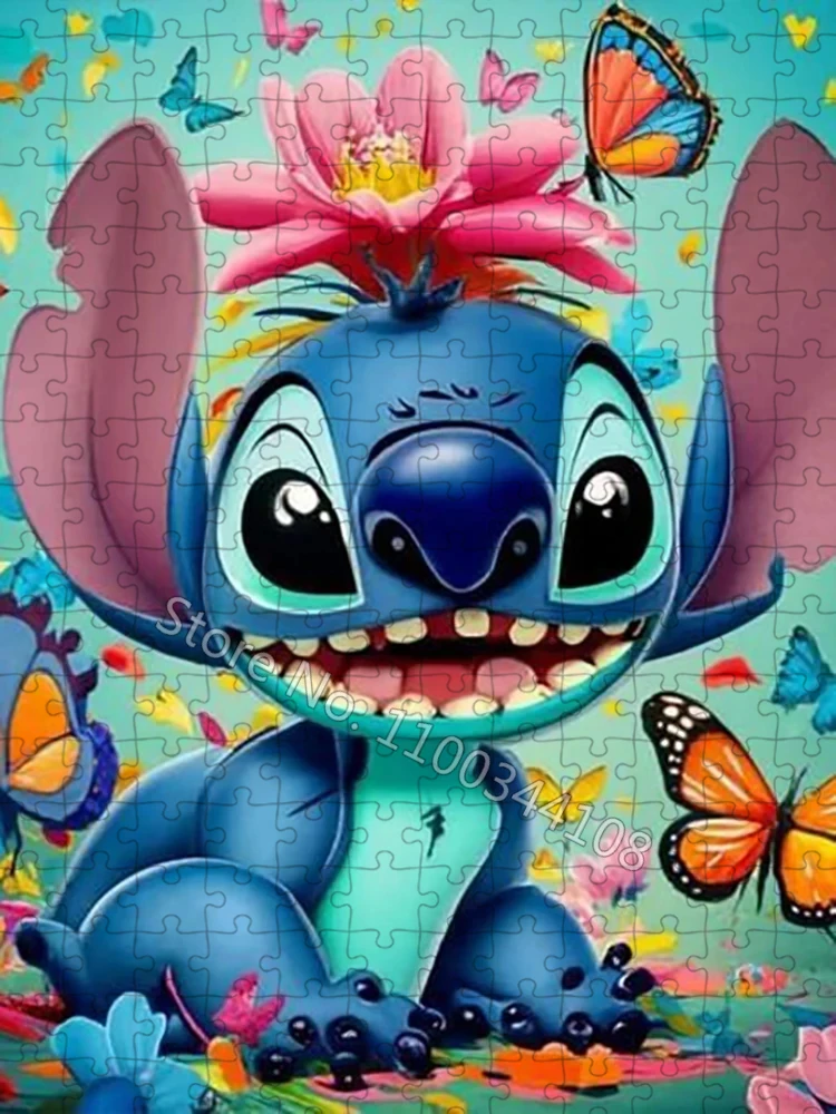 Disney Lilo & Stitch Puzzle 300/500/1000 elementów Puzzle Cartoon zabawki edukacyjne dla dzieci gra dekompresyjna dla dorosłych