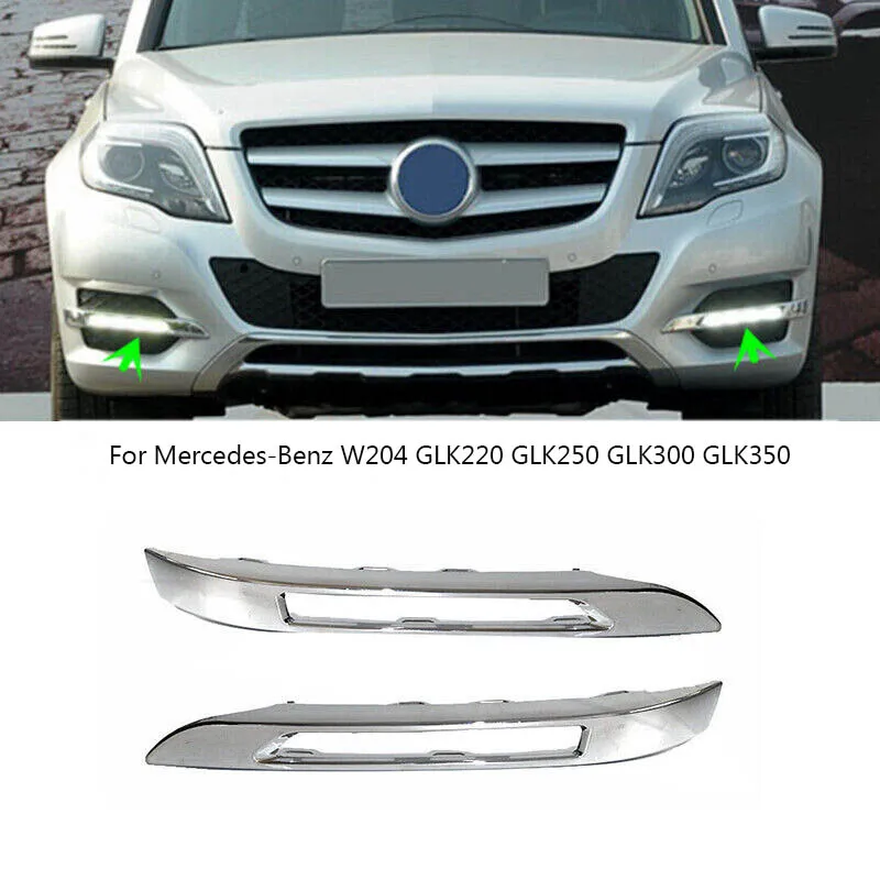 Car Front Fog Light Grille Cover Accessories for Mercedes-Benz GLK-Class W204 X204 2013-2015 A2048853374 A2048853474