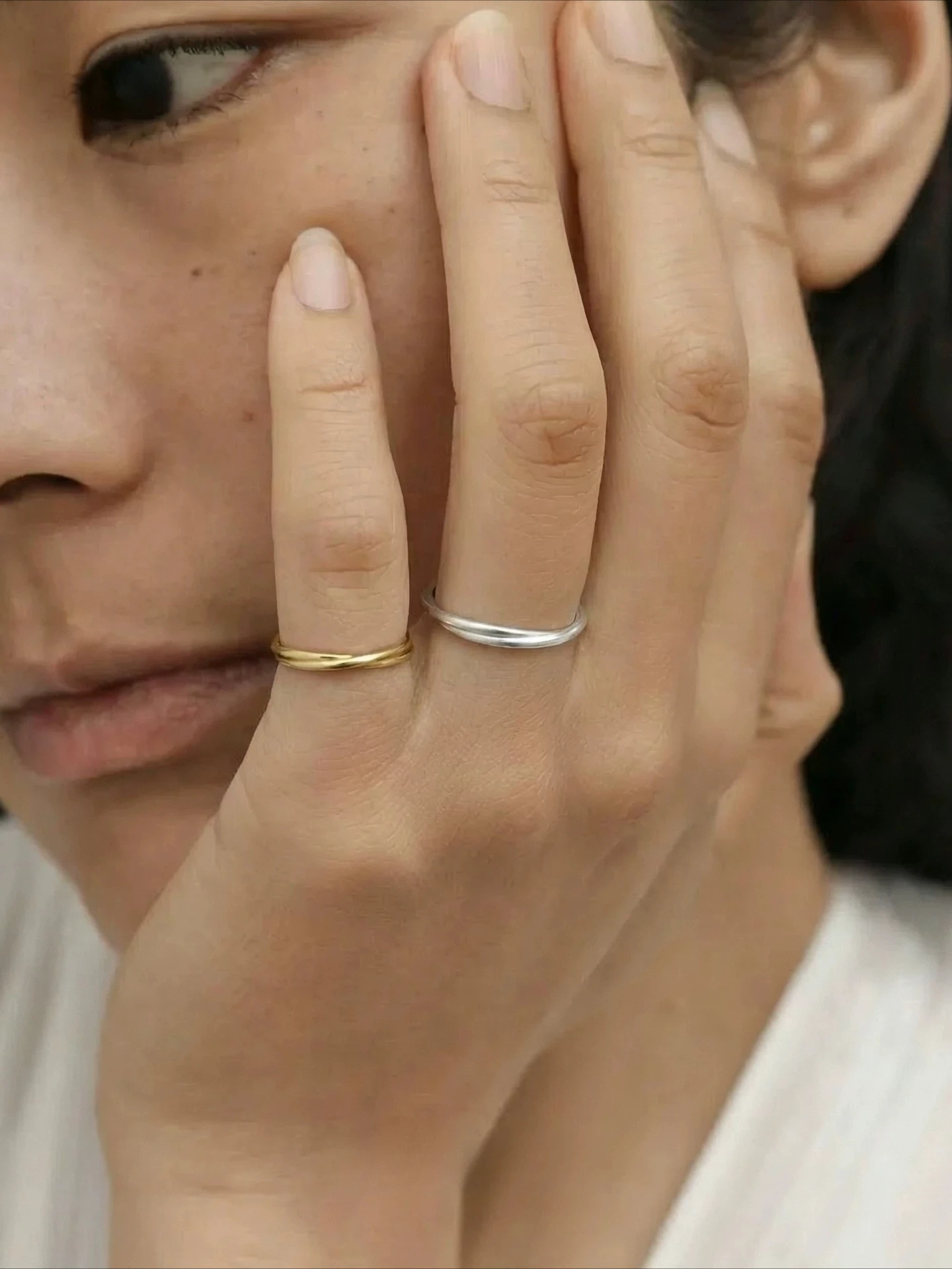 Double Layer Wrapped Thin Band Handcrafted 925 Sterling Silver Vintage Pinky Ring Daily Jewelry Gift For Men And Women