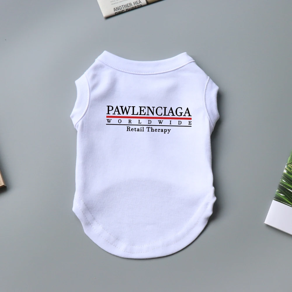 Fashion Pawlenciaga Dog Puppy Singlet Clothes Cotton Small Medium Chihuahua Frenchie Yorkshire Streetwear Vest Spring Summer