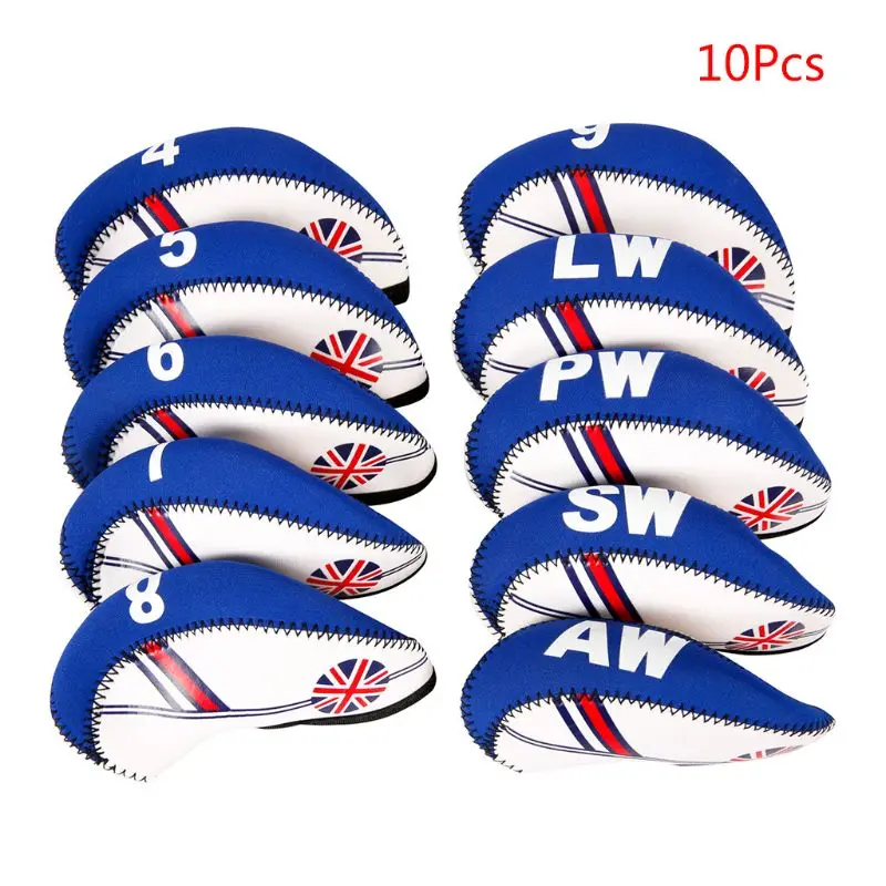 10 Pcs/Set Portable Sport Neoprene Golf Club for Head Cover Iron Protective Headcovers for Case