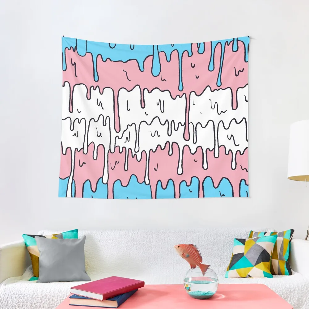 

Pastel Kawaii Melting Trans Pride LGBTQ Design Tapestry Hanging Wall Decorations For Room Tapestry