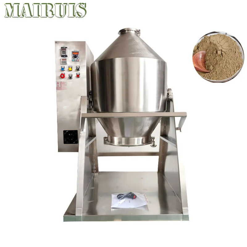 Stainless Steel Dry Powder Mixer Blender Electric High Sealing Waist Drum Mixer Rotary Tumbler