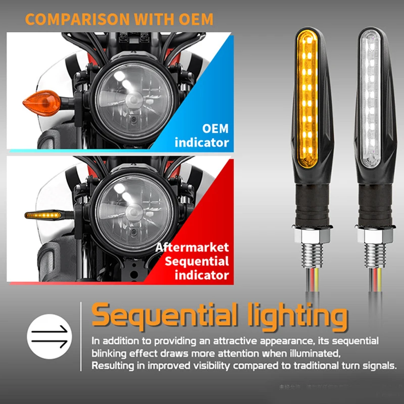 Motorcycle LED Turn Signals Light Directional Indicators Flowing LED Lights For Motorcycle Flasher 15LED 10mm Turn Signal Lamp