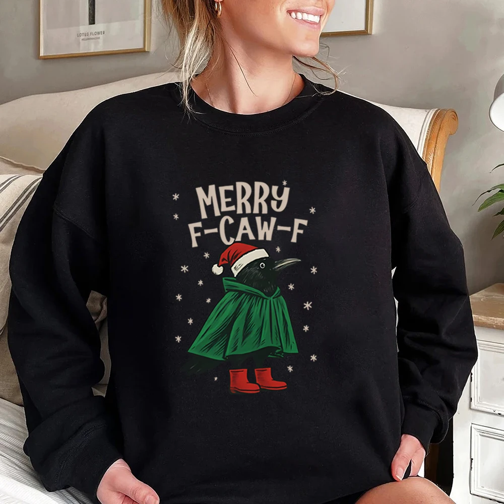 Divertida sudadera navideña, suéter de Navidad F-Caw-F, jersey Retro para vacaciones, camisa Merry F-Caw-F, sudaderas de manga larga Unisex
