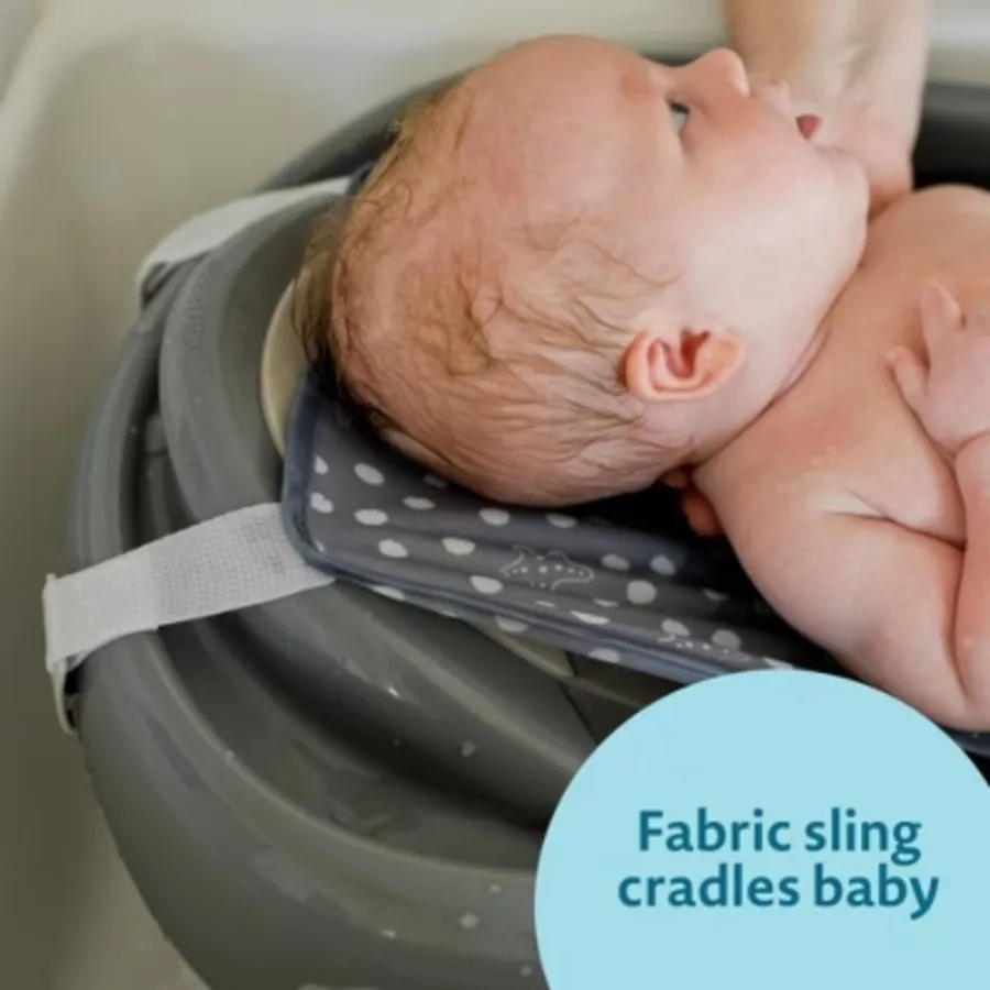 Детская ванночка, сетчатый слинг обеспечивает дополнительную поддержку и комфорт в первую ванночку ребенка.