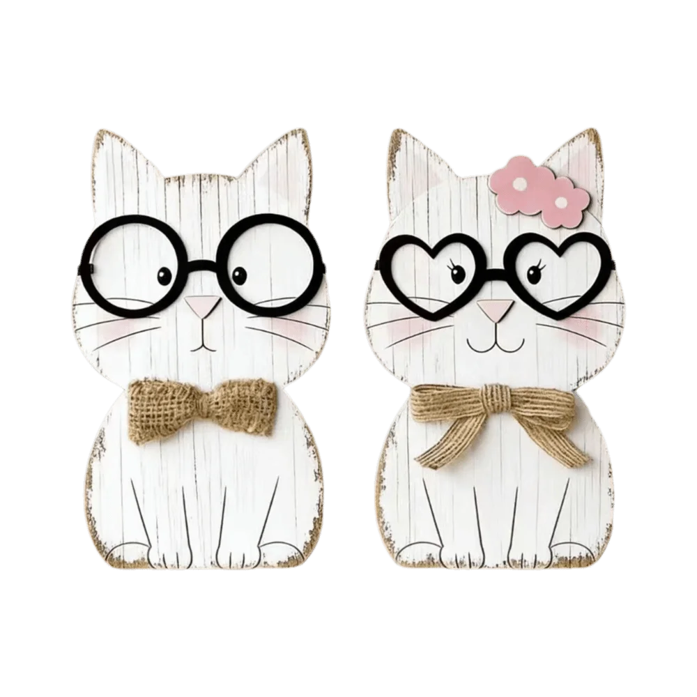 2pcs Creative Handcraft Cat Statue PVC Nordic Style Puppy Dog Statue Decoration Desktop Ornament Indoor Display