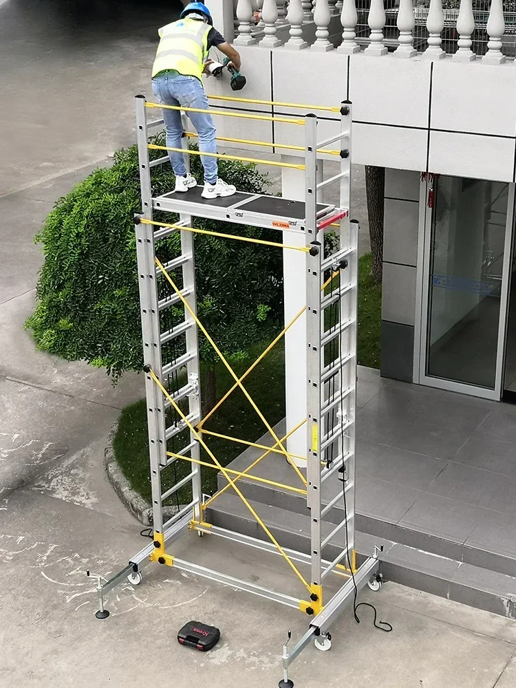 Steigerlift van aluminiumlegering, telescopische ladder, opvouwbare en bewegende technische ladder, platform op grote hoogte, wolkenladder