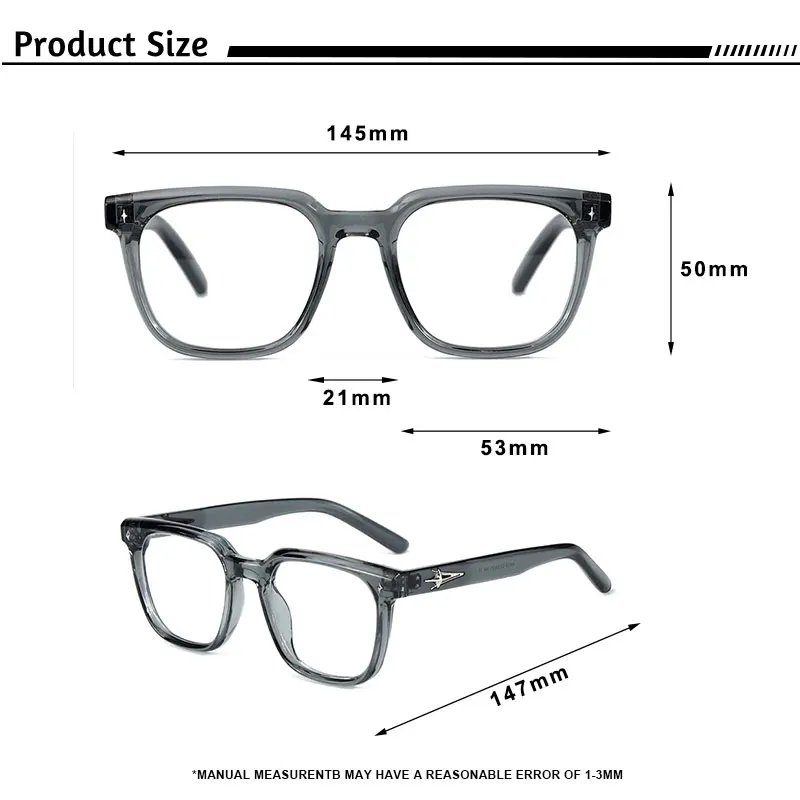 HBK New Square Fashion Glasses Frames Men Brand Design TR90 Big Optical Frames Eyewear Women Business Reading Transparent Lens