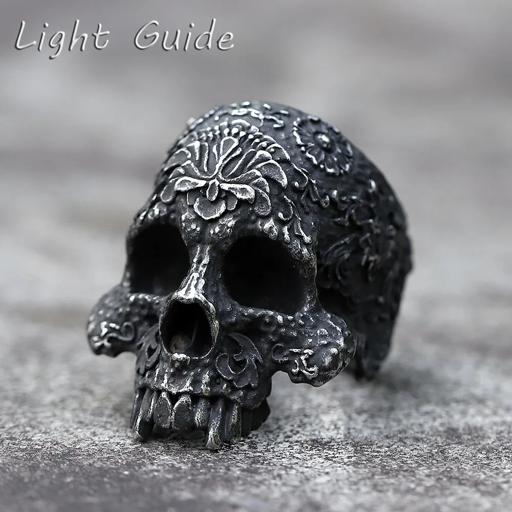 خواتم جديدة لعام 2022 للرجال مصنوعة من الفولاذ المقاوم للصدأ 316L على شكل زهرة جمجمة وقران الشيطان للمراهقين مجوهرات دراجات نارية على الطراز القوطي هدية شحن مباشر من الشركة المصنعة