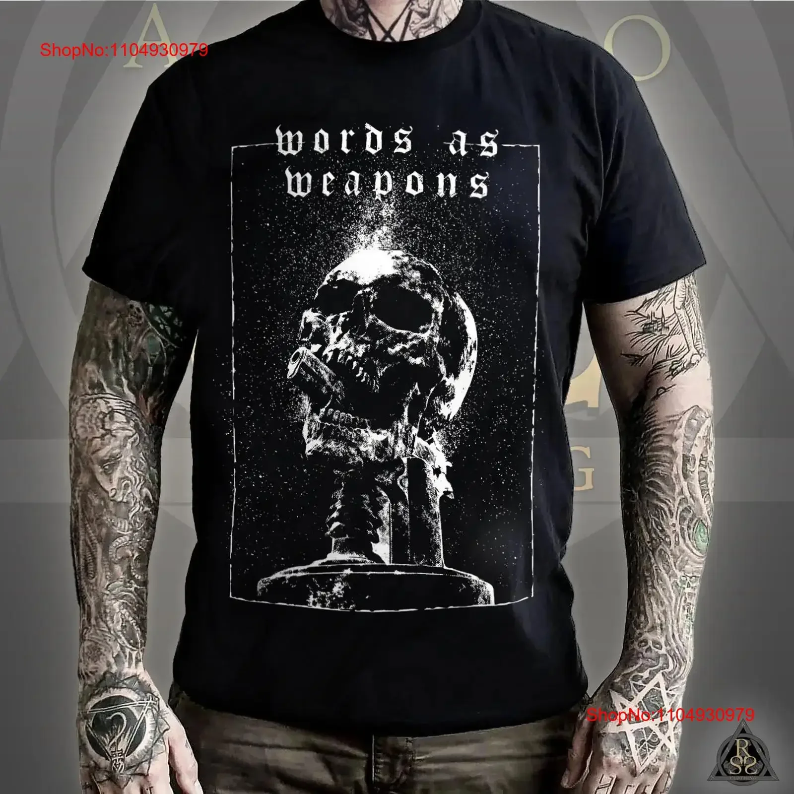 Words As Weapons T Shirt Gothic Counter Culture Skull Art Alternative Philosophic Clothing vintage Washed Stretched fashion