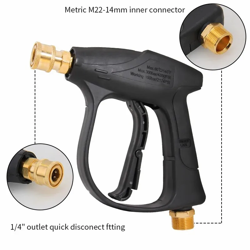High Pressure Washer Gun High Pressure Water Spray Gun Jet Washer Car Wash Power Washer Spray Gun with 1/4\