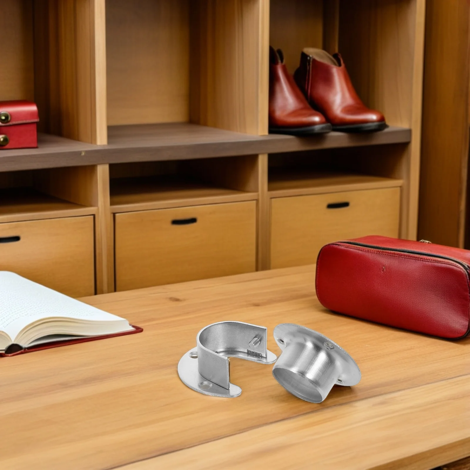 

4Sets Stainless Steel Closet Rod Holders Heavy Duty Flange Brackets for Wardrobe Rail Shower Rod Curtain Support