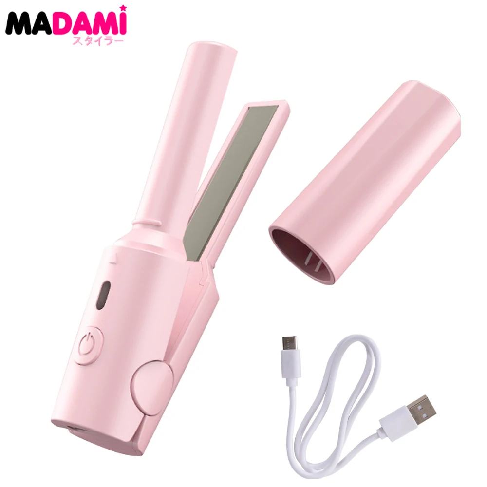 Small Hair Straightener Curler USB Rechargeable 180°C Constant Temperature Wireless Flat Iron For Travel Straightening Irons