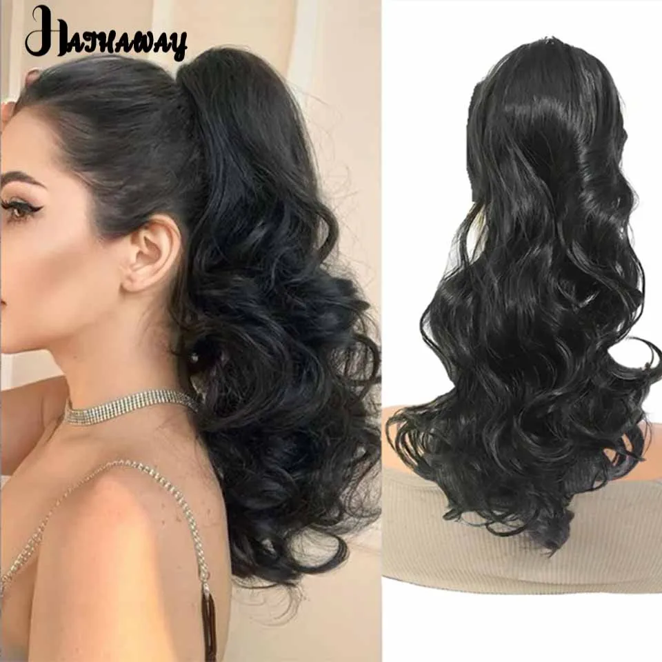 24 Inch Wavy Ponytail Wig Braid Female Synthetic Grip Design Wavy Curly Wig High Ponytail Party Shopping Commuting Daily Wear