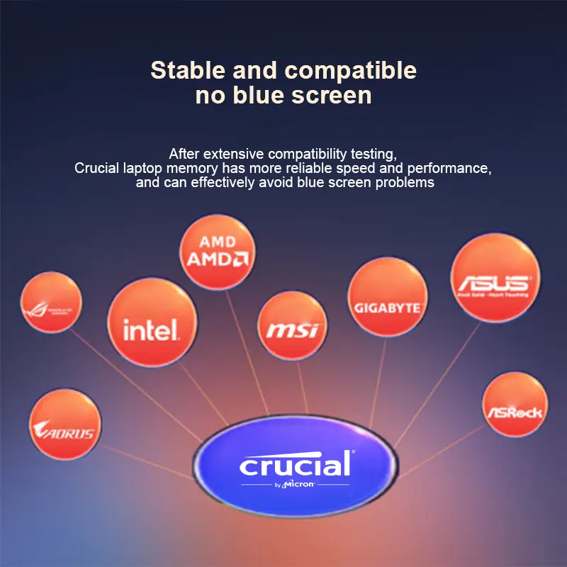 ذاكرة رام Crucial DDR5 بسعة 16 جيجابايت و32 جيجابايت و48 جيجابايت بسرعة 5600 ميجاهرتز (أو 5200 ميجاهرتز أو 4800 ميجاهرتز) لذاكرة الكمبيوتر المحمول مع 262 دبوس SODIMM متوافقة مع Intel وAMD - 5