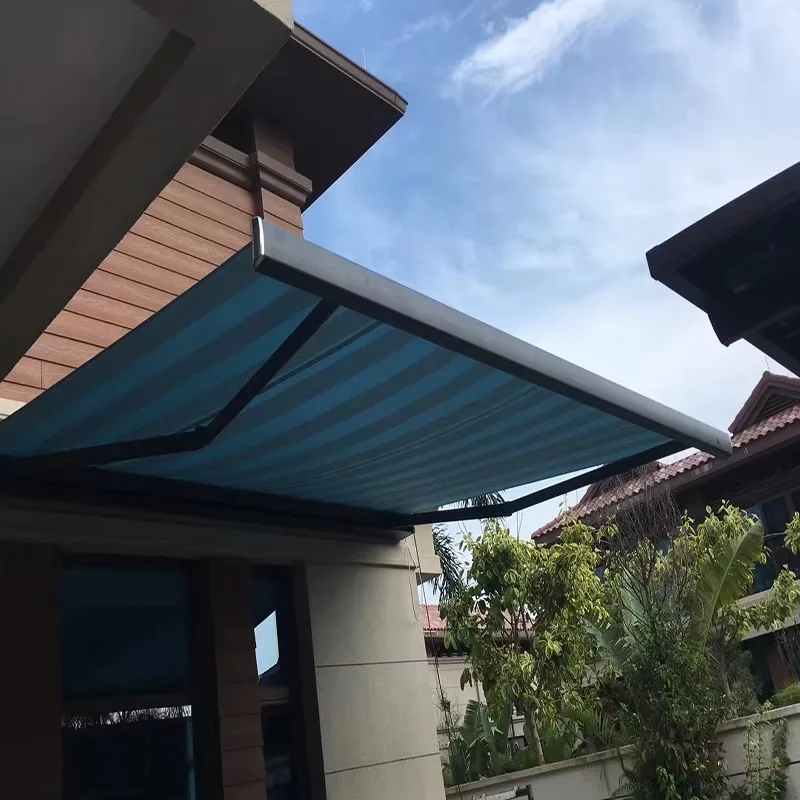 Motorized Retractable Rain Canopy HDPE Sail Aluminum Frame Remote Control Customizable Sizes for Terrace Patio