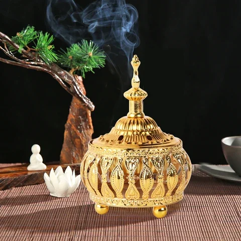 

Middle Eastern European Incense Burner Stick Holder Metal Sandalwood Censer Incense Burner Buddhism Home Yoga Studio Craft Decor