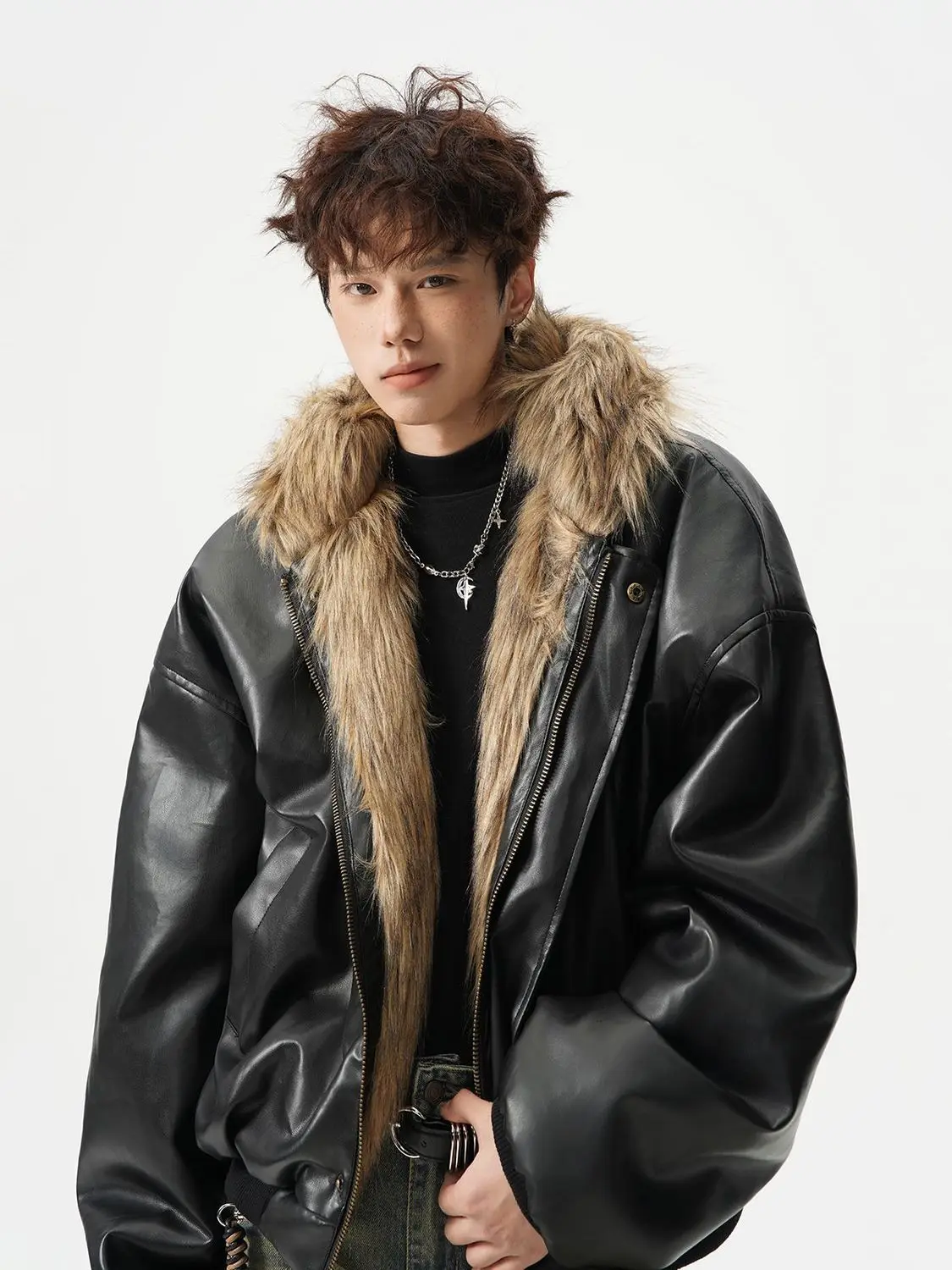 

Куртка с меховым воротником Y2K мужская, пуховая, свободного кроя, в стиле авиационной академии, для отдыха, с водоотталкивающей подкладкой, спортивная, модная, рабочая одежда