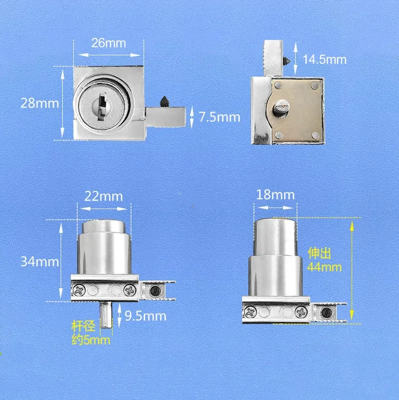 2pcGlass Cabinet Lock Showcases Sliding Door Lock With Keys No Drilling Lock Easy To Install Glass Door Locks Furniture Hardware