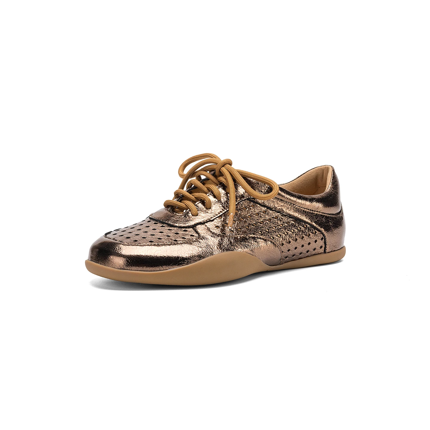 

Genuine Leather Sheepskin Women Sneakers, Hollow out Breathable Casual Summer Women Shoes , Flat Silver Women's sandals