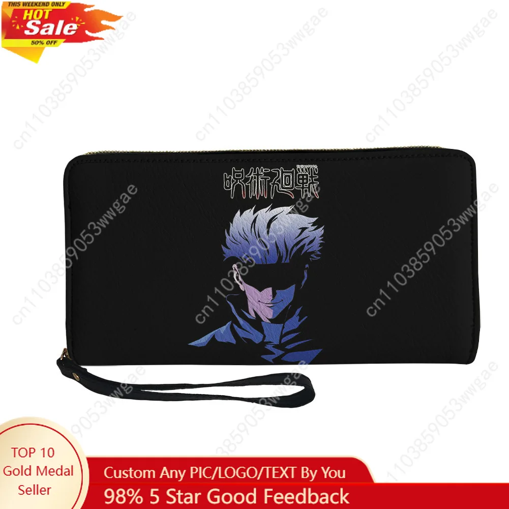 

Gojo Anime Wallet Purse Mens Womens Teenagers Zipper Long Wallet Double Print Commuter Customized Photo Portable Wallet Gift Bag