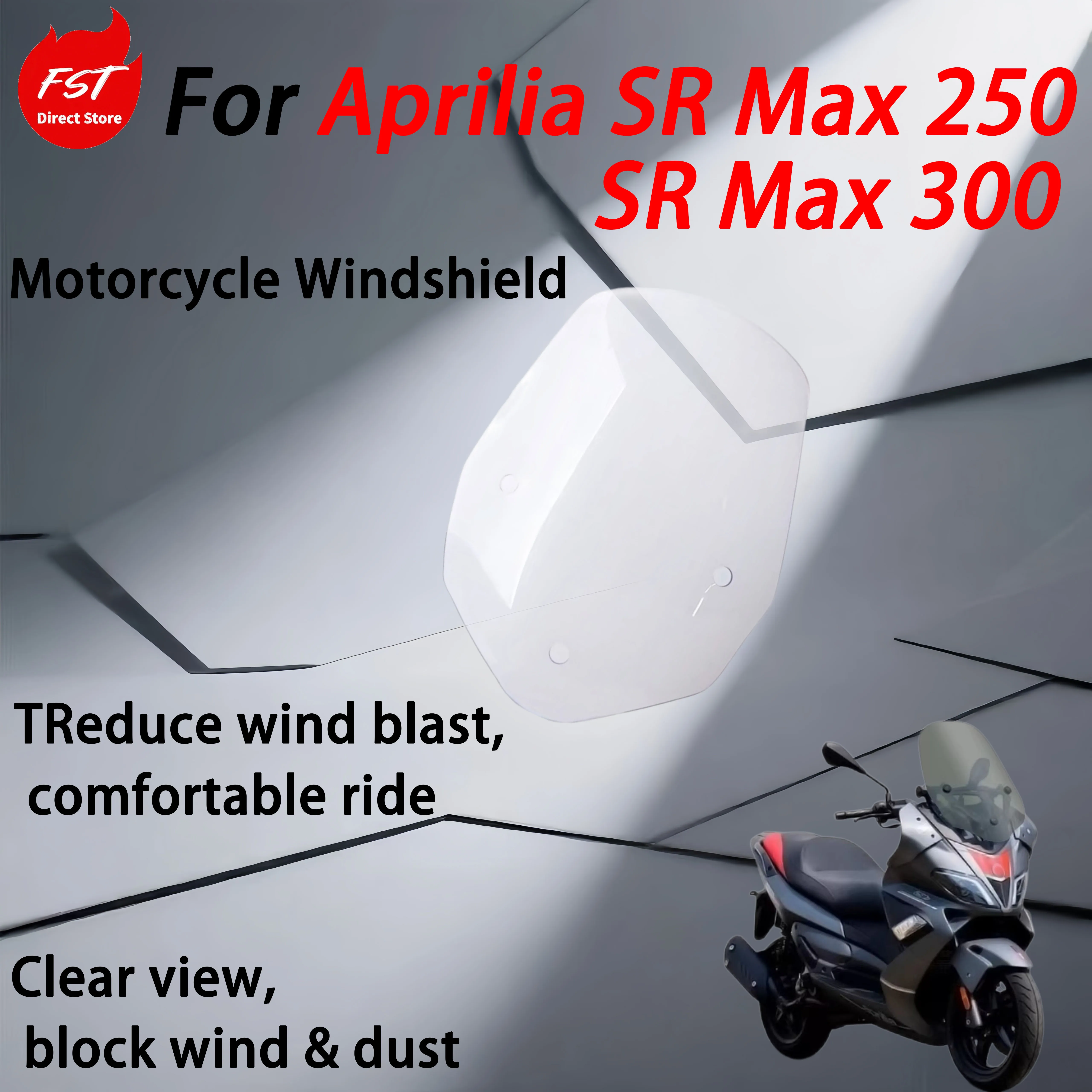 For Aprilia SR Max 250/SR Max 300 Modification Parts Motorbike Front Windscreen Windshield, Wind Deflector Protection Cover