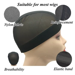 1/2Pcs Wig Caps Mesh Cap for Making Wig Stretchable Hairnets with Wide Elastic Band Mesh Dome Cap for Wigs S/M/L 3 Size
