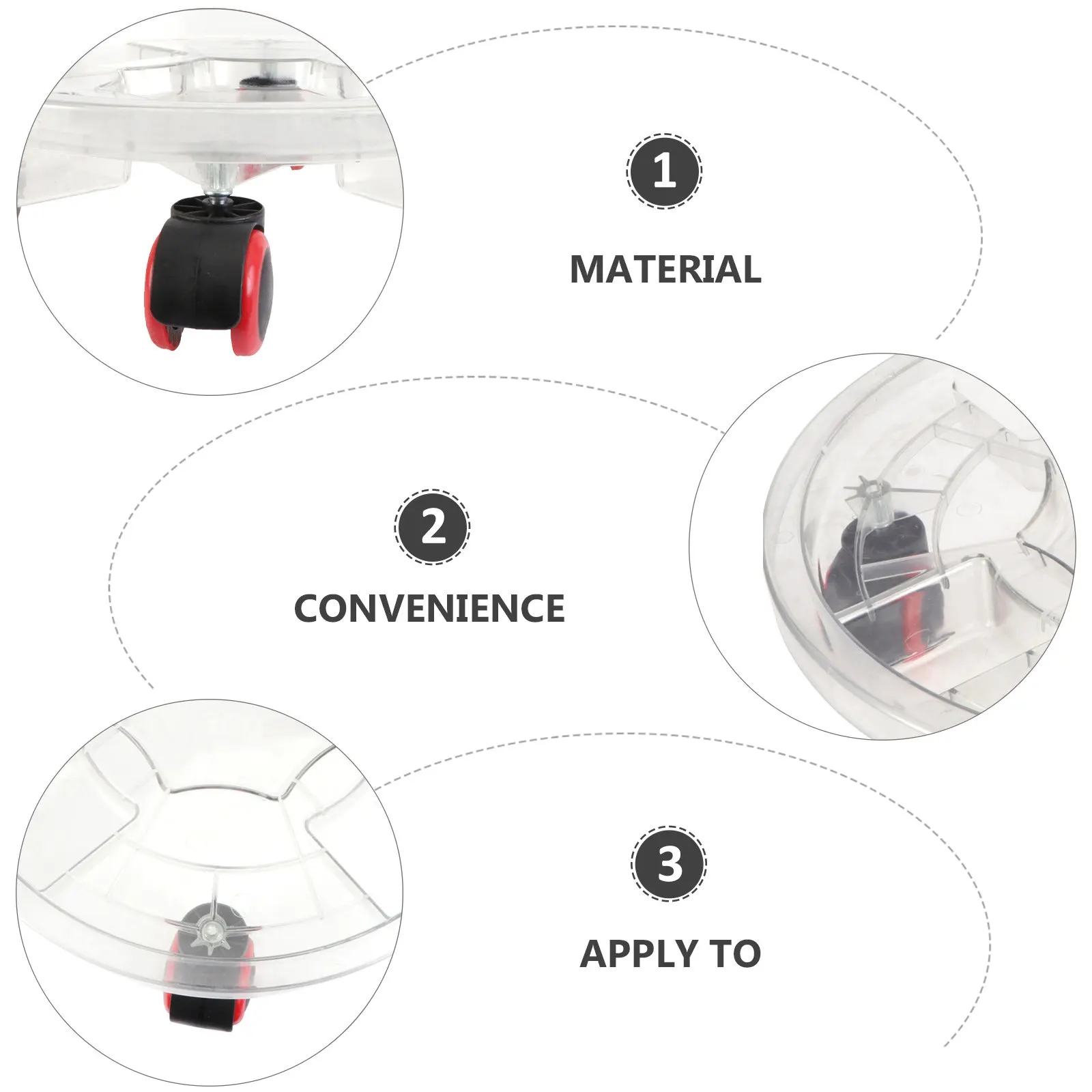 

1 шт. Прозрачная круглая подставка для цветов из смолы с колесиками, съемная, для сада, патио, балкона, для комнатных и уличных растений