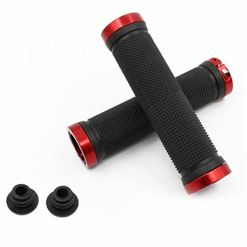 MTB Mountain Bike Aluminum Rubber Handlebar Grips, Non-slip Bilateral Lock