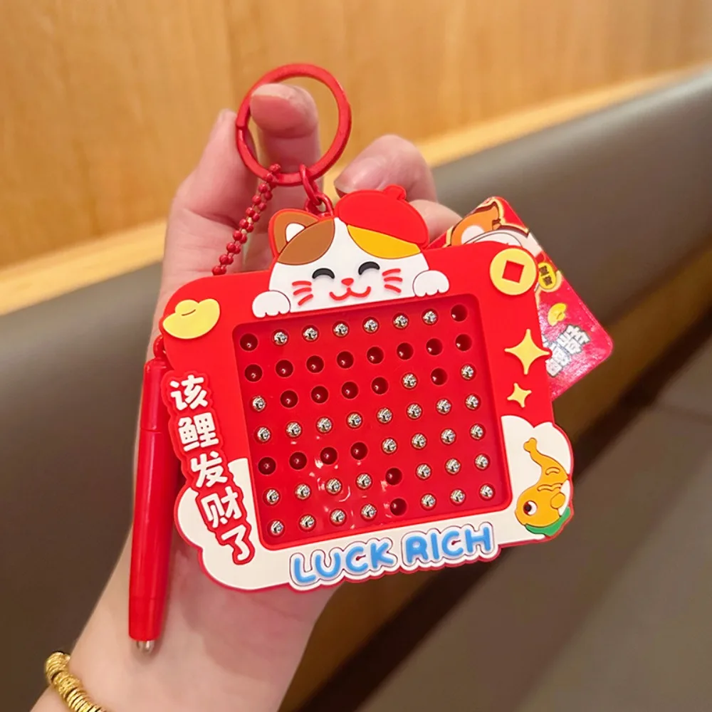 

Cartoon Magnetic Drawing Board Pendant DIY Button Batteries Cat Bag Key Ring Doodle Board Montessori Funny Panda Keychain