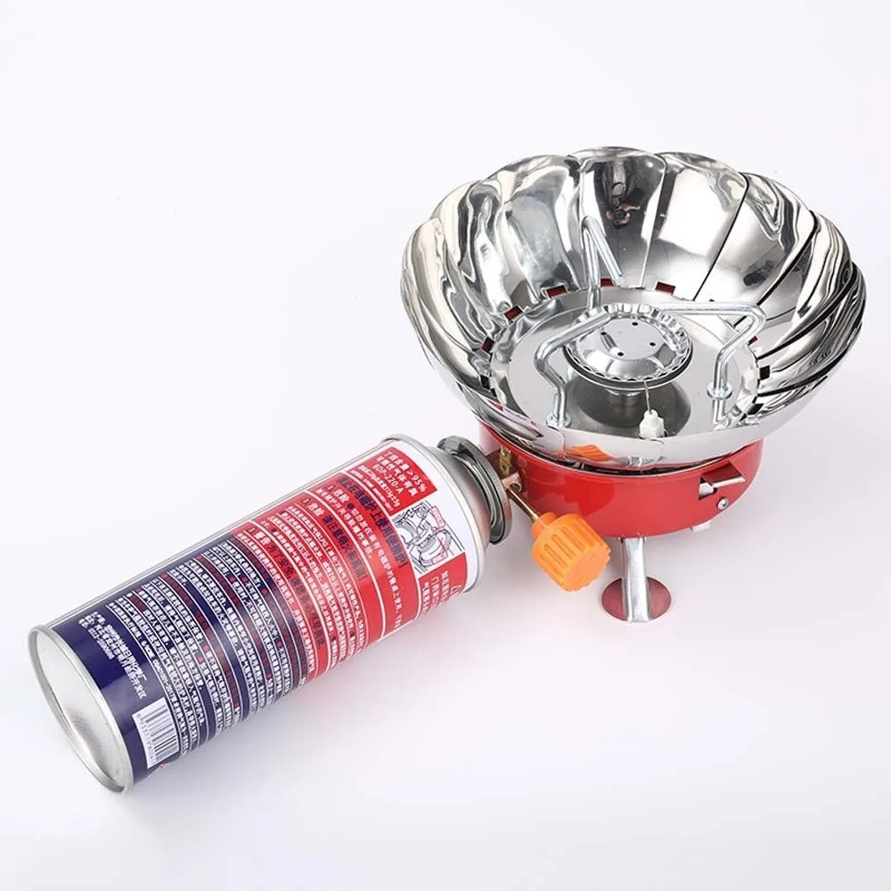 Estufa de Camping de 2800W, Estufa de Gas Portátil Compacta Plegable Lotus, Quemador de Gas Ligero Rojo, Cocina de Gas para Fondue, Uso Doméstico