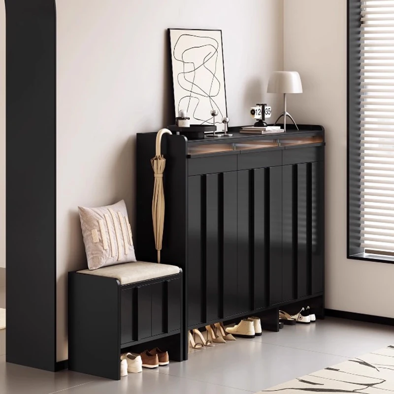 

-+-Wooden Luxury Shoe Cabinet Storage Organizer Living Room Mobile Designer Slippers Shoe Shelf Modern Zapatero Entrance Furnitu