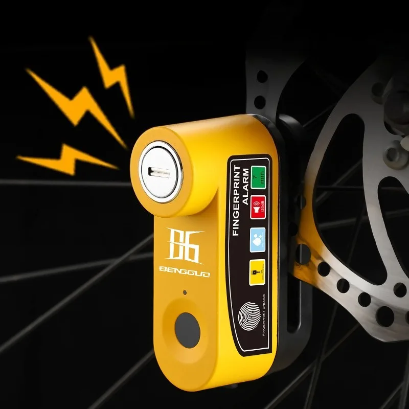 

Fingerprint Unlock Disc Brake Lock Universal High Decibel Waterproof Rust Prevention Bicycle Lock Dust-proof Bicycle Accessories