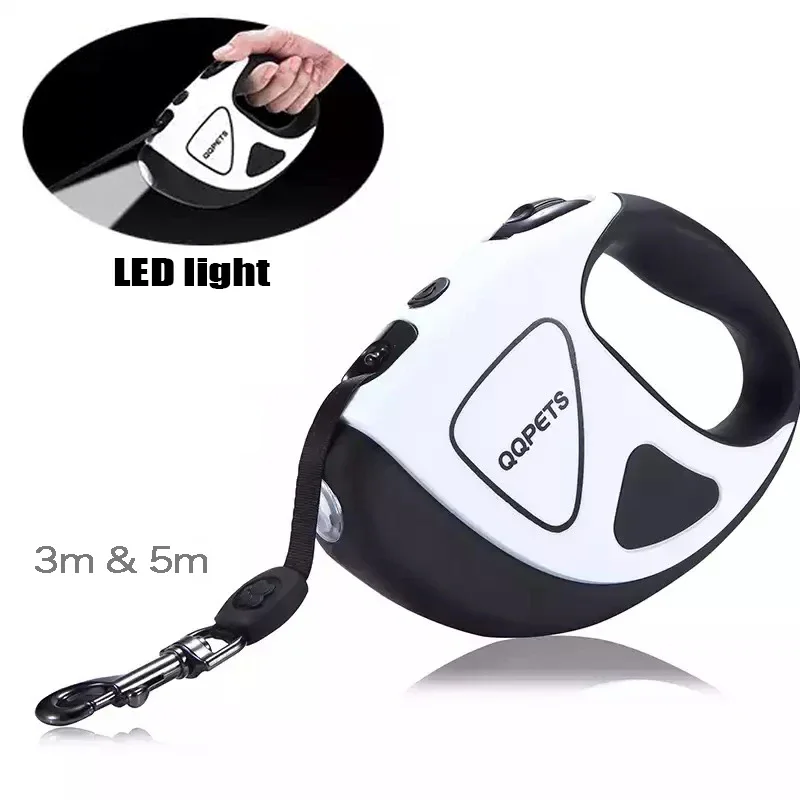 Pet Dog Retractable Leash With LED Light Shining 3m/5m Automatic Stretching Dog Hand Holding Dog Fiber Rope Pet Supplies