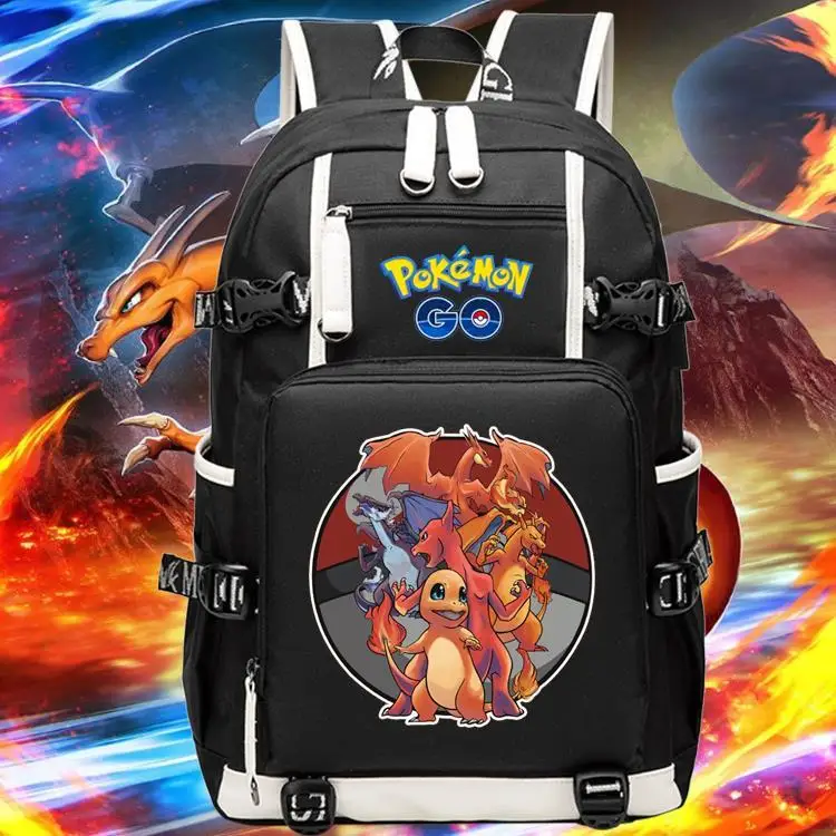 

Pokemon Pokemon Pokémon Charmander Charmander Evolution School Bag Student Backpack Backpack Zipper Shoulders outdoor bag