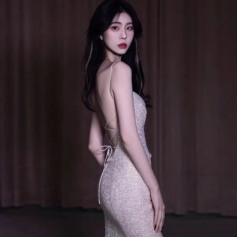 Französisches Abendkleid für Damen, neu, High Sense, hochwertig, erschwinglich, luxuriös, Nische, Geburtstag, Hochzeit, Gastgeber, Sling, Frühling