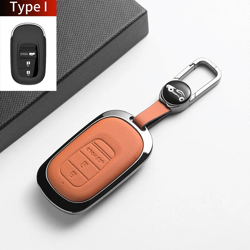 Leather Metal Car Smart Remote Key Case Cover For Accord INTEGRA UR-V HR-V Car Key Fob Shell Protector Decorative Accessories
