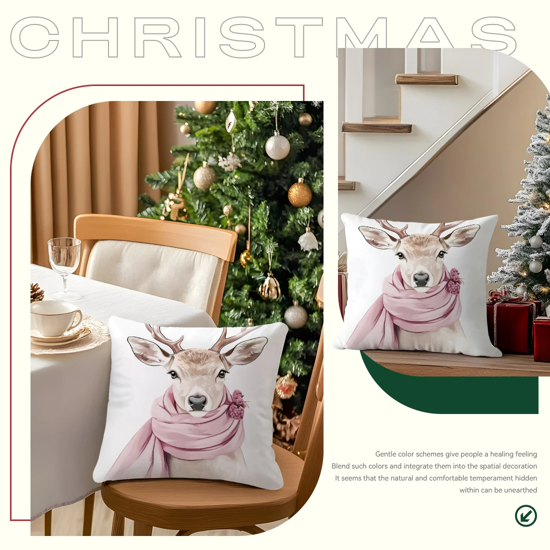 

Pink Christmas theme Cushions Pillowcase Polyester Cushion Cover Throw Pillow Sofa Decoration Pillowcover Home Decor