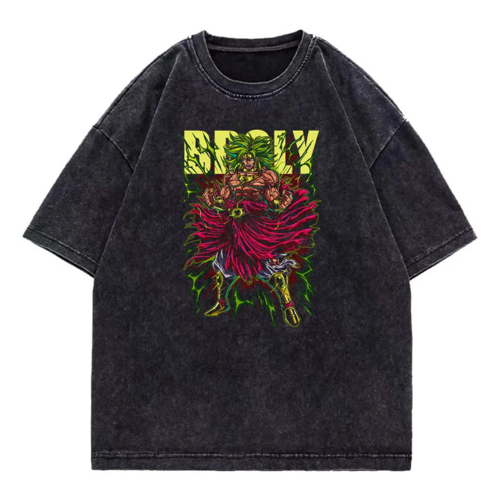 

Dragon Ball Super Broly Legendary Super Saiyan Acid Wash Oversized Cotton T Shirt 2026 Summer Anime Streetwear Graphic Tee